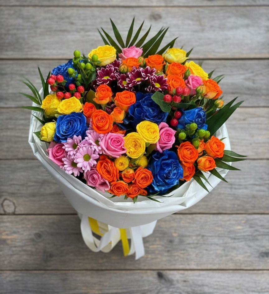 Букет цветов из: Розы и Хризантемы в Любимовке