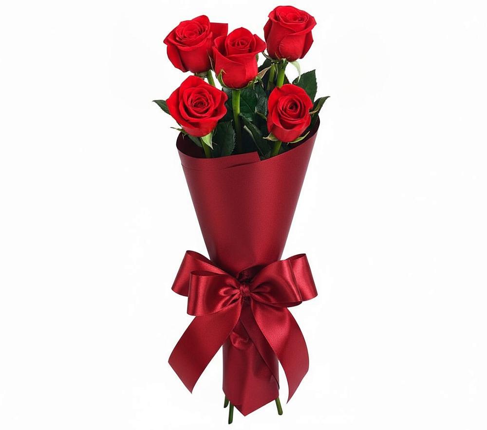 Букет 5 Красных роз Эдлесс Лав в Любимовке
