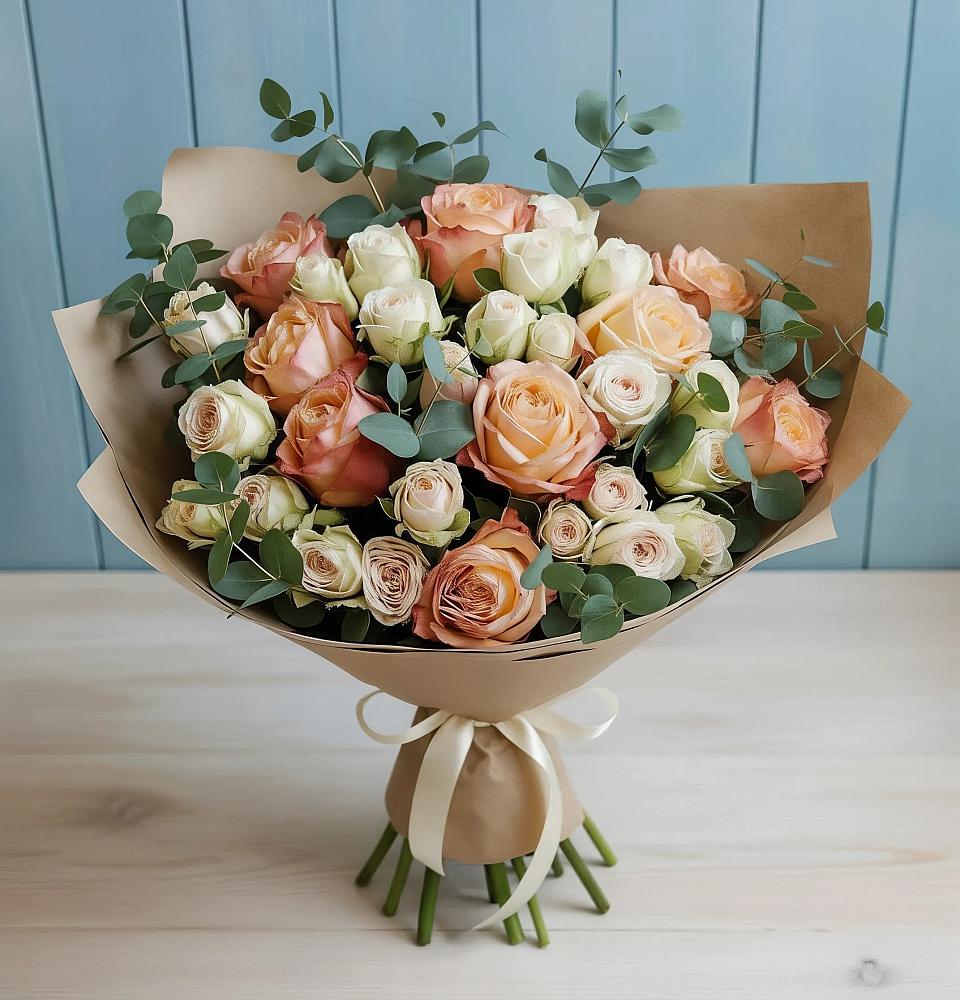 Букет цветов из: Альстромерии и Розы в Любимовке