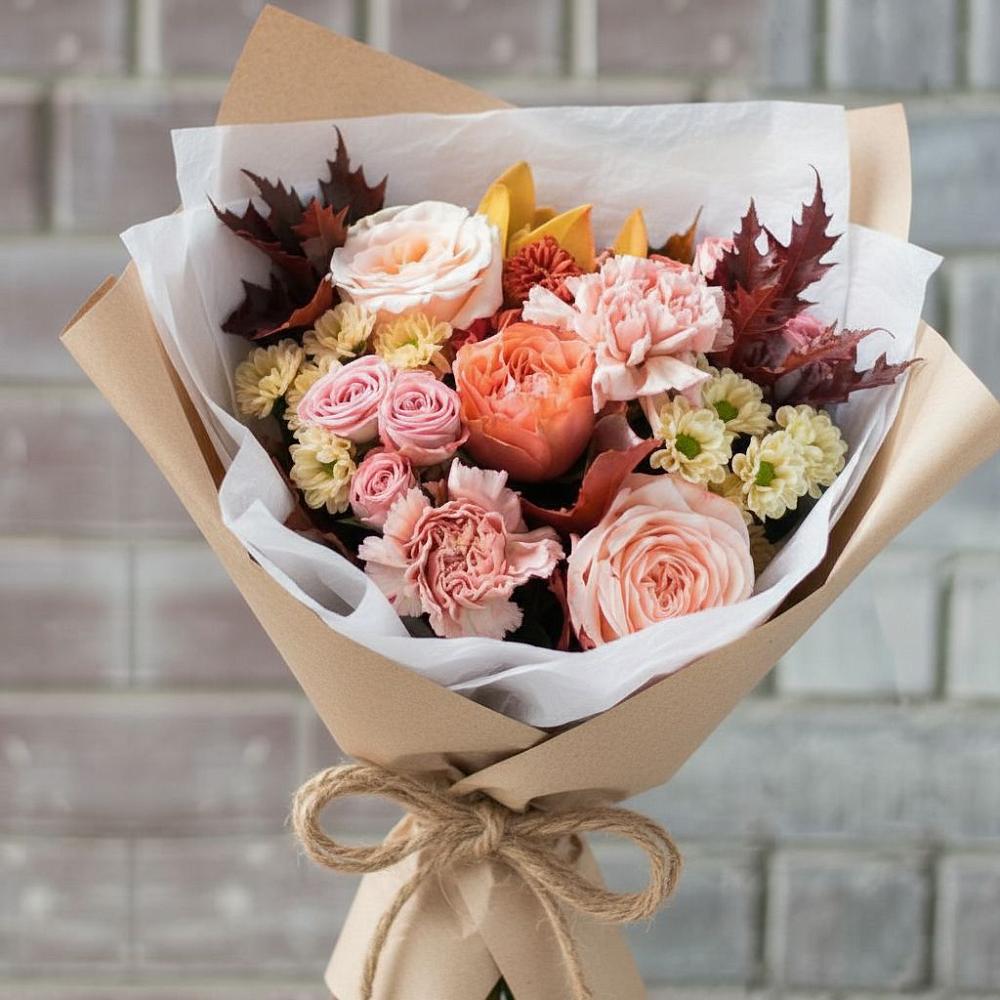 Букет цветов из: Гвоздики, Хризантемы и Розы в Любимовке