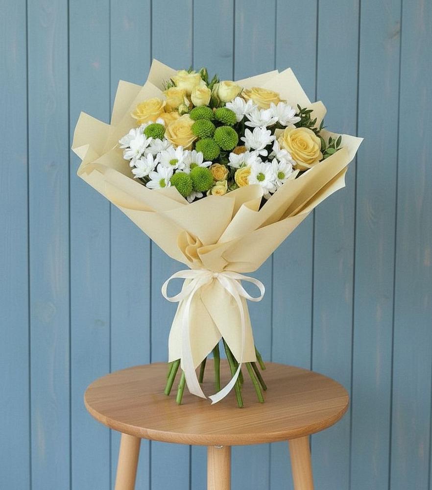 Букет цветов из: Хризантемы и Розы в Любимовке