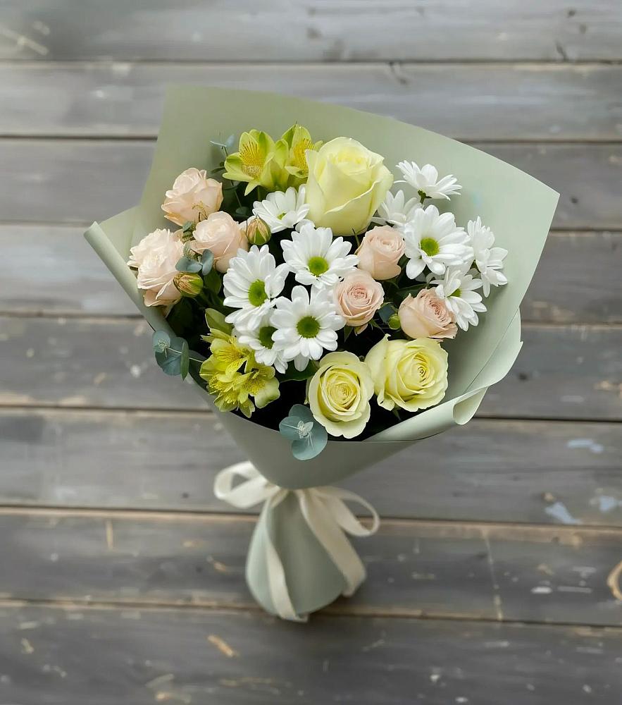 Букет цветов из: Альстромерии, Розы и Хризантемы в Любимовке