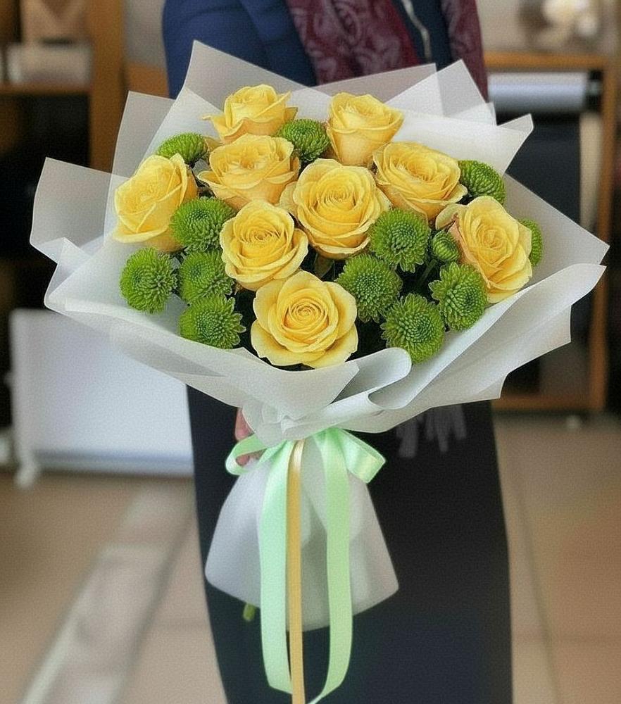 Букет цветов из: Хризантемы и Розы в Любимовке