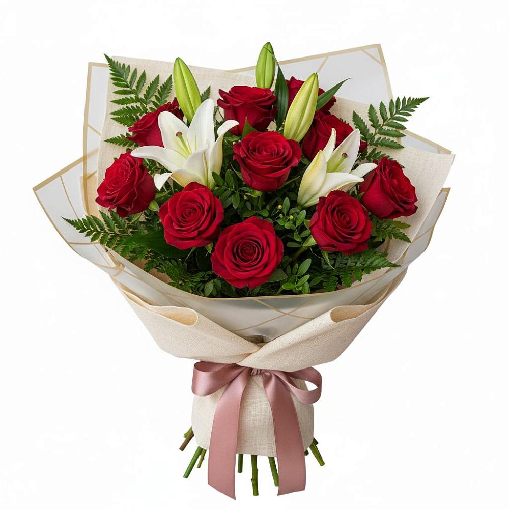 Букет цветов из: Лилии и Розы в Любимовке