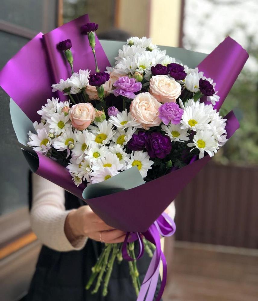 Букет цветов из: Хризантемы, Гвоздики и Розы в Любимовке