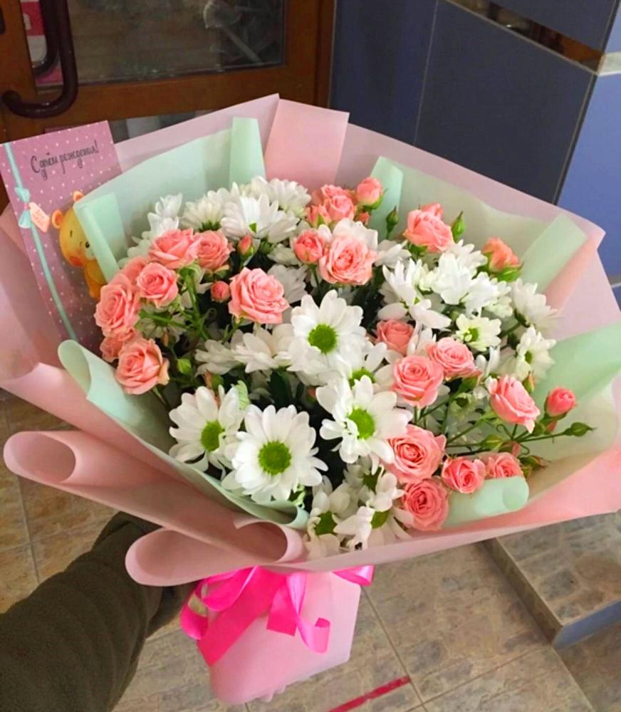 Букет цветов из: Розы и Хризантемы в Любимовке