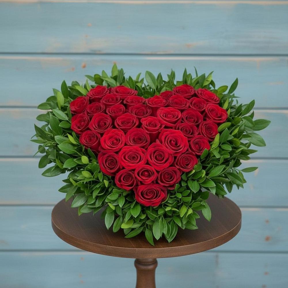 Цветочная композиция из Розы в виде сердца в Любимовке