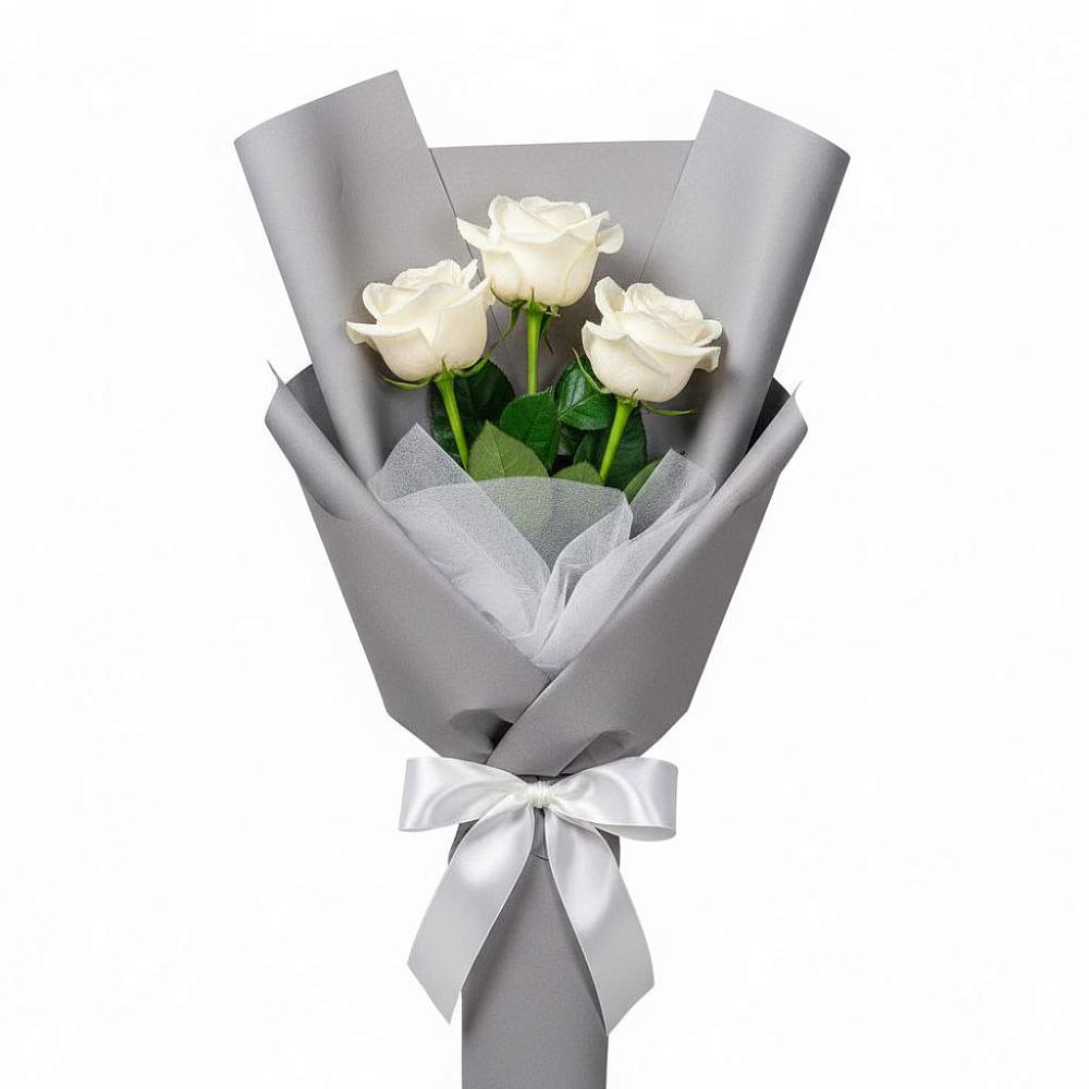 Букет 3 белые розы в Любимовке