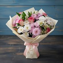 Букет цветов из:  Хризантемы, Альстромерии и Розы в Любимовке