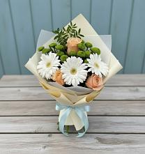 Букет цветов из:  Герберы, Розы и Хризантемы в Любимовке