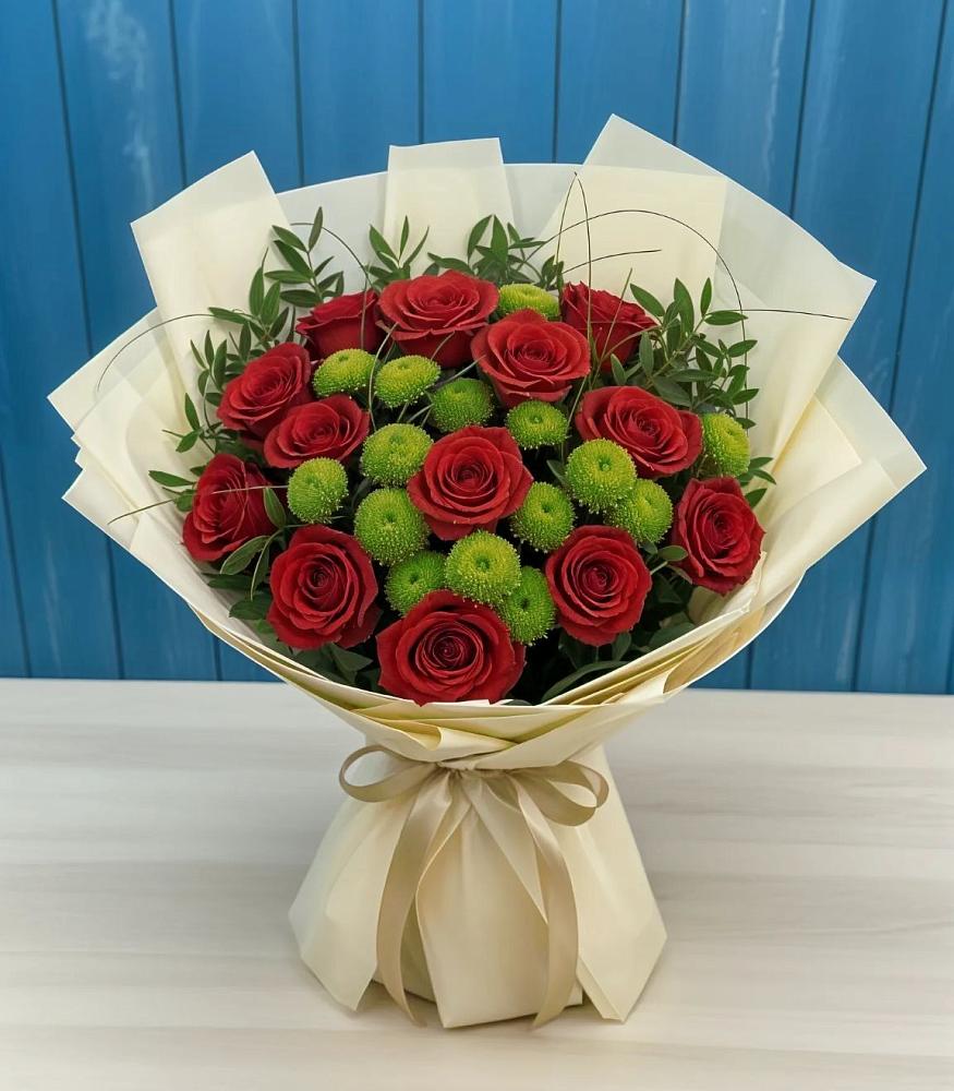 Букет цветов из: Розы и Хризантемы в Любимовке